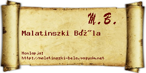 Malatinszki Béla névjegykártya